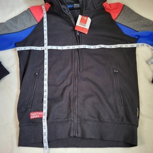LI-NING Transit Hoodie. Red, Blue & Black. Men's Large. Cotton Blend. - Picture 10 of 15